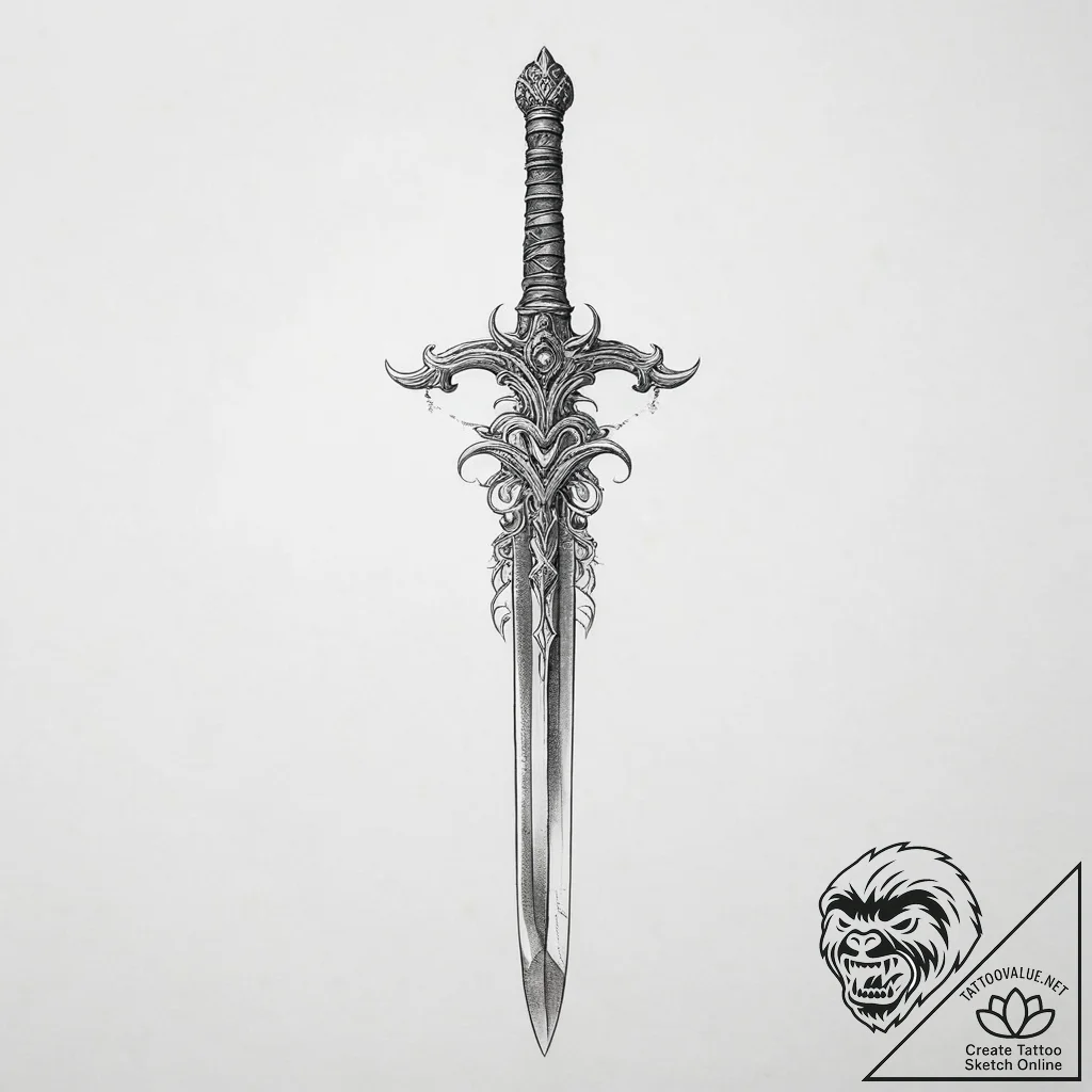 Tattoo sketch sword - tattoo sketch (№1756895981_0, 03.09.2025 10:39) — tattoovalue.net