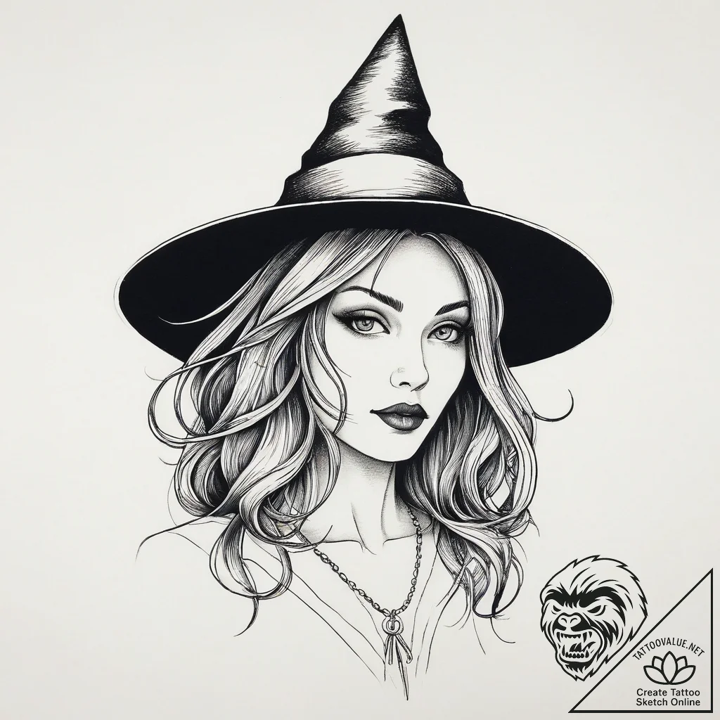 Tattoo sketch witch tattoo, concept art for t... - tattoo sketch (№1756896372_0, 03.09.2025 10:46) — tattoovalue.net