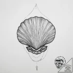 Tattoo sketch bikini with a shell – tattoo sketch (№1756898555_0, 03.09.2025 11:22) — tattoovalue.net