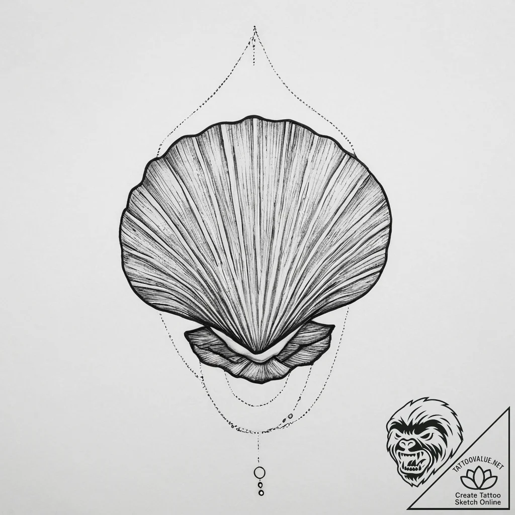 Tattoo sketch bikini with a shell - tattoo sketch (№1756898555_0, 03.09.2025 11:22) — tattoovalue.net