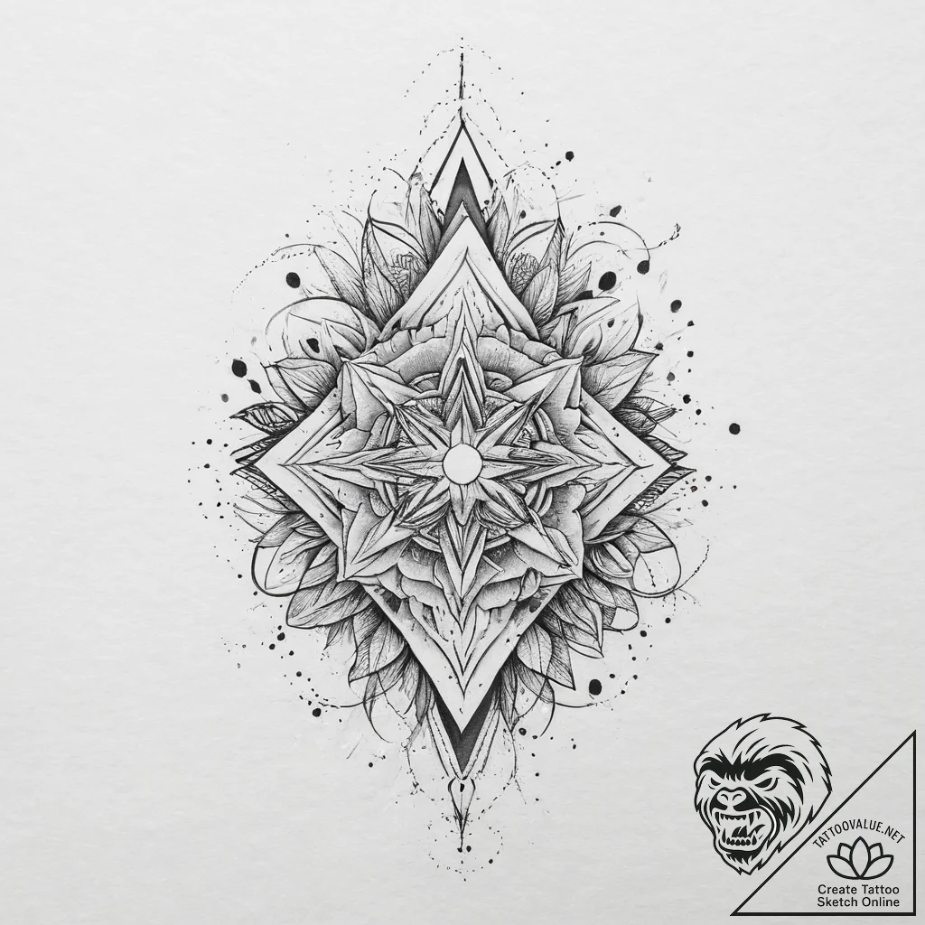 Tattoo sketch geometric phrase, artistic tatt... - tattoo sketch (№1756899925_0, 03.09.2025 11:45) — tattoovalue.net