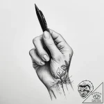 Tattoo sketch hands with a pen – tattoo sketch (№1756900121_0, 03.09.2025 11:48) — tattoovalue.net