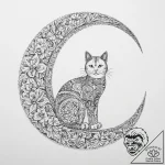 Tattoo sketch crescent moon with a cat, tatto… – tattoo sketch (№1756902271_0, 03.09.2025 12:24) — tattoovalue.net