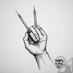 Tattoo sketch hands with a needle – tattoo sketch (№1756903836_0, 03.09.2025 12:50) — tattoovalue.net