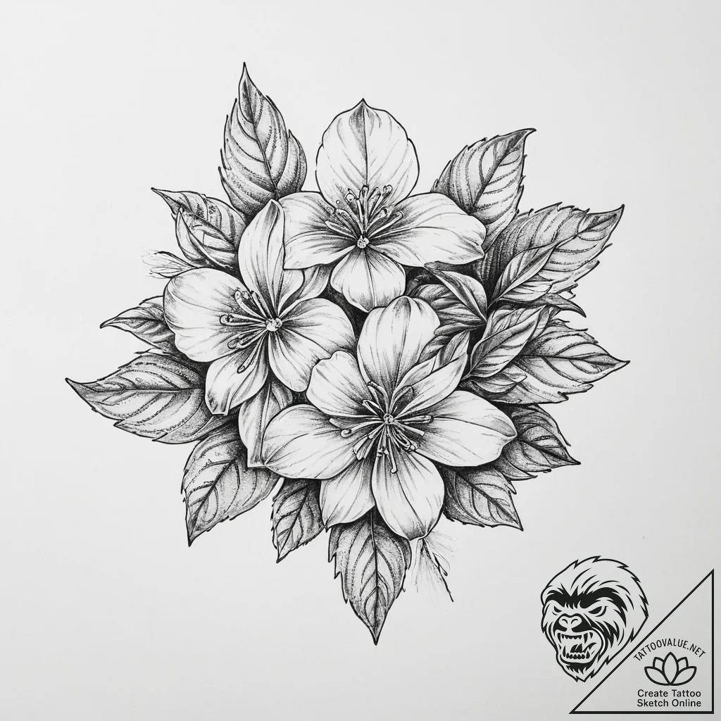 Tattoo sketch basil flower - tattoo sketch (№1756904225_0, 03.09.2025 12:57) — tattoovalue.net