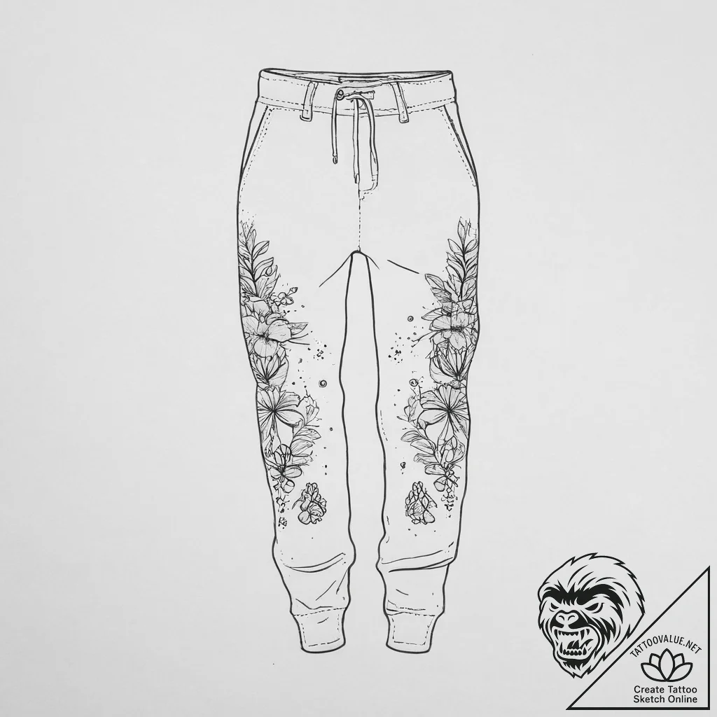 Tattoo sketch sweatpants with a quote, tattoo... - tattoo sketch (№1756905200_0, 03.09.2025 13:13) — tattoovalue.net
