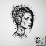 Tattoo sketch cyberpunk tattoo – tattoo sketch (№1756906772_0, 03.09.2025 13:39) — tattoovalue.net
