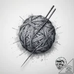 Tattoo sketch knitting yarn ball and needles,… – tattoo sketch (№1756907162_0, 03.09.2025 13:46) — tattoovalue.net