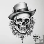 Tattoo sketch skeleton with a hat, concept ar… – tattoo sketch (№1756908895_0, 03.09.2025 14:14) — tattoovalue.net