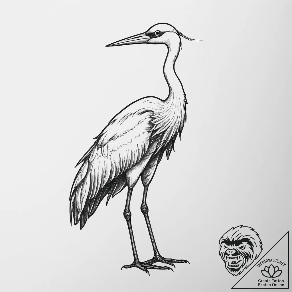 Tattoo sketch puns a crane that says "i'm a c... - tattoo sketch (№1756909090_0, 03.09.2025 14:18) — tattoovalue.net