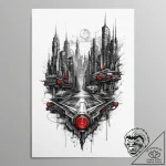Tattoo sketch cyberpunk cityscape, tattoo lin… – tattoo sketch (№1756909683_0, 03.09.2025 14:28) — tattoovalue.net
