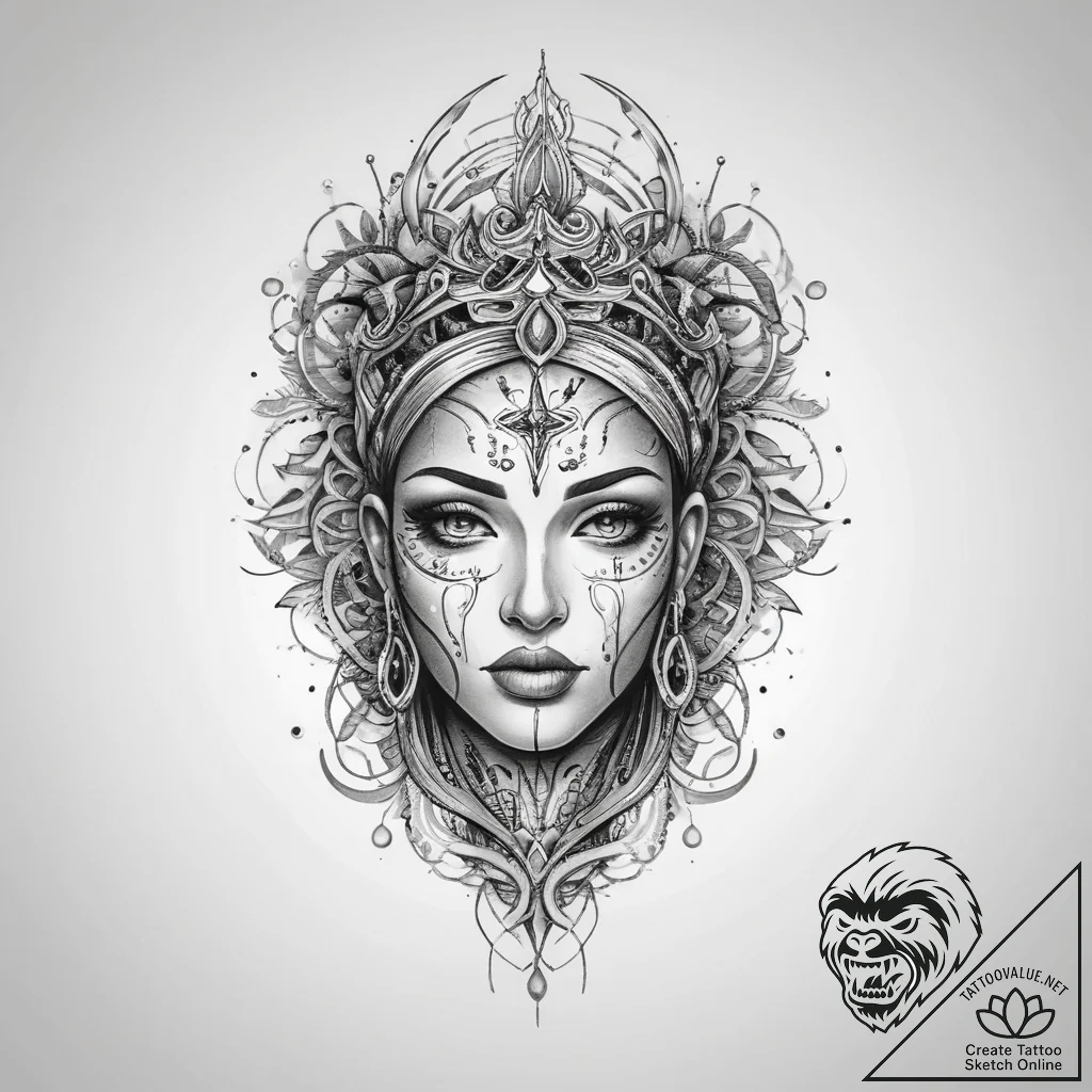 Tattoo sketch holy portrayal, tattoo line art... - tattoo sketch (№1756910890_0, 03.09.2025 14:48) — tattoovalue.net