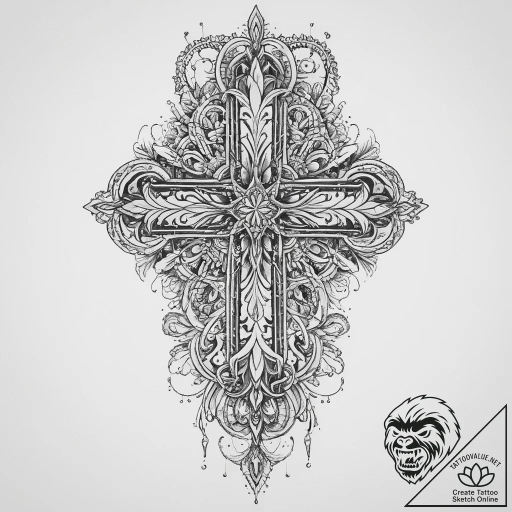 Tattoo sketch slavic embroidery pattern with... - tattoo sketch (№1756911484_0, 03.09.2025 14:58) — tattoovalue.net