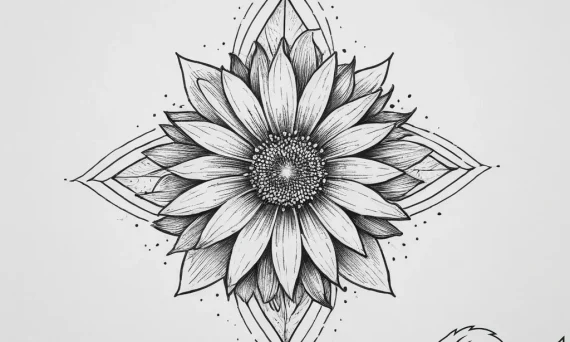 Tattoo sketch aster, tattoo line art, on a cl... - tattoo sketch (№1756912478_0, 03.09.2025 15:14) — tattoovalue.net