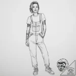 Tattoo sketch overalls with a quote – tattoo sketch (№1756913082_0, 03.09.2025 15:24) — tattoovalue.net
