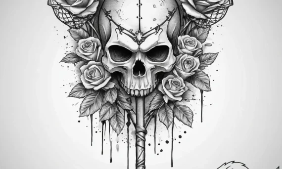 Tattoo sketch lacrosse stick with a ball, tat... - tattoo sketch (№1756913279_0, 03.09.2025 15:27) — tattoovalue.net