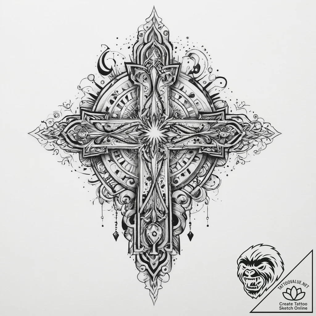 Tattoo sketch cosmic realm, concept art for t... - tattoo sketch (№1756913477_0, 03.09.2025 15:31) — tattoovalue.net