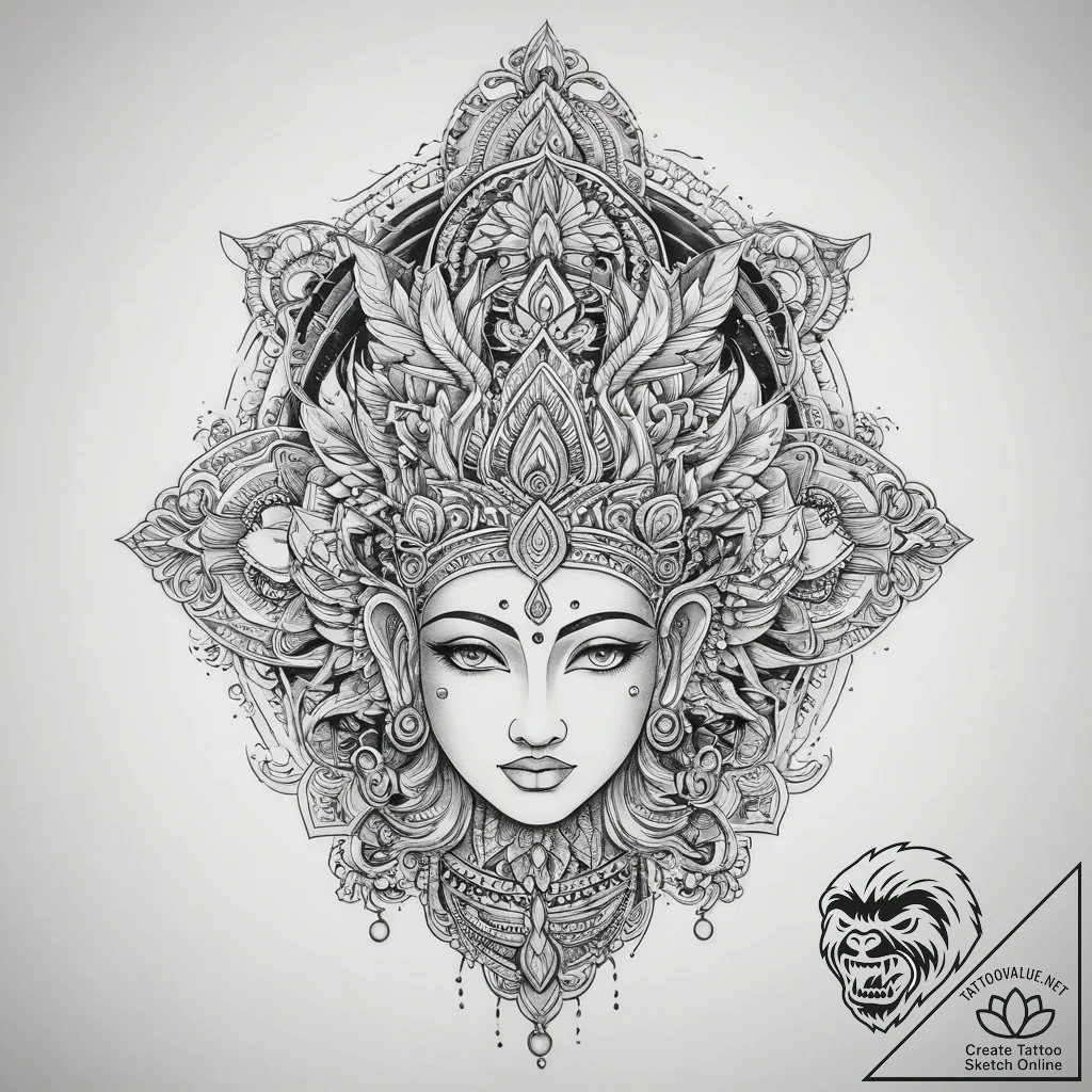 Tattoo sketch hindu gods with animal heads, t... - tattoo sketch (№1756913674_0, 03.09.2025 15:34) — tattoovalue.net