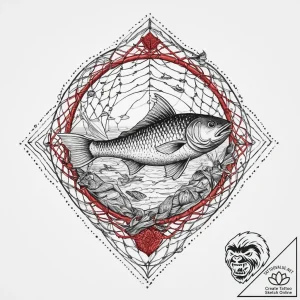 Tattoo sketch fisherman fishing net with fish… – tattoo sketch (№1756913872_0, 03.09.2025 15:37) — tattoovalue.net