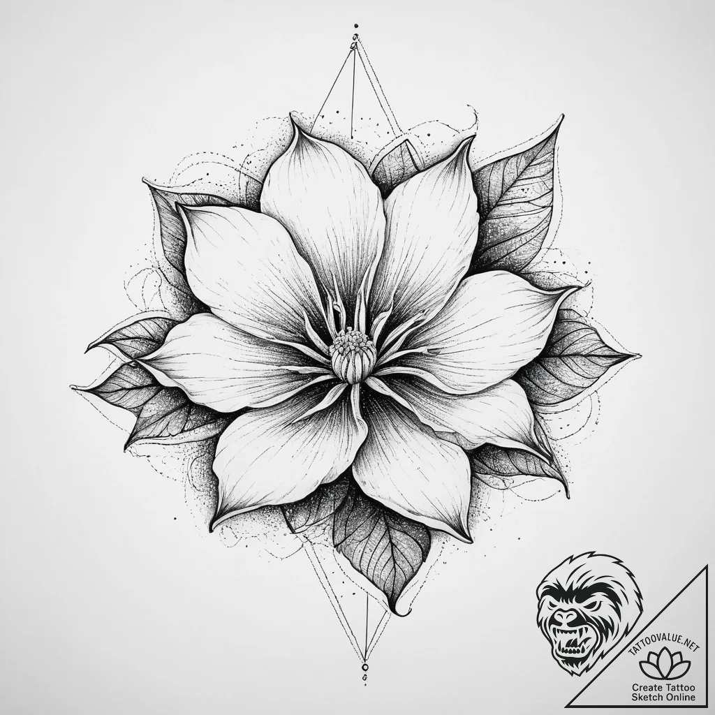 Tattoo sketch moonflower flower, ink illustra... - tattoo sketch (№1756914503_0, 03.09.2025 15:48) — tattoovalue.net