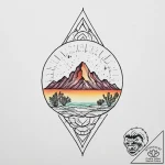 Tattoo sketch desert, tattoo line art, on a c… – tattoo sketch (№1757000090_0, 04.09.2025 15:34) — tattoovalue.net