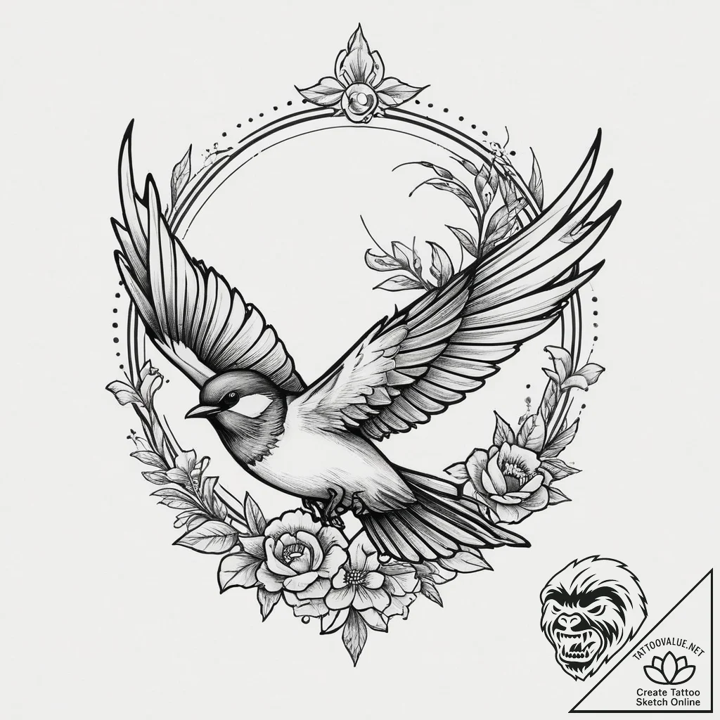 Tattoo sketch old school ласточка, ink illust... - tattoo sketch (№1757000286_0, 04.09.2025 15:38) — tattoovalue.net