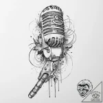 Tattoo sketch dancer microphone – tattoo sketch (№1757001669_0, 04.09.2025 16:01) — tattoovalue.net