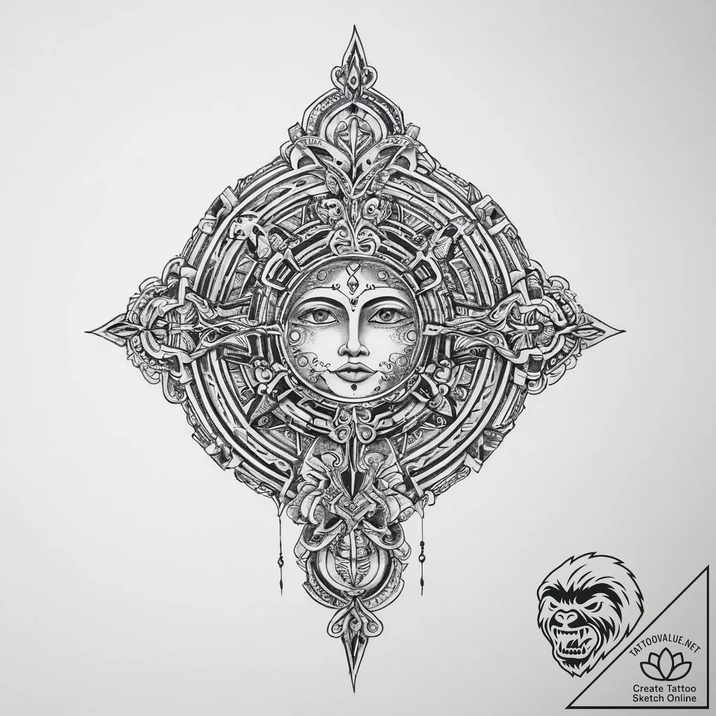 Tattoo sketch ancient artifact - tattoo sketch (№1757001865_0, 04.09.2025 16:04) — tattoovalue.net