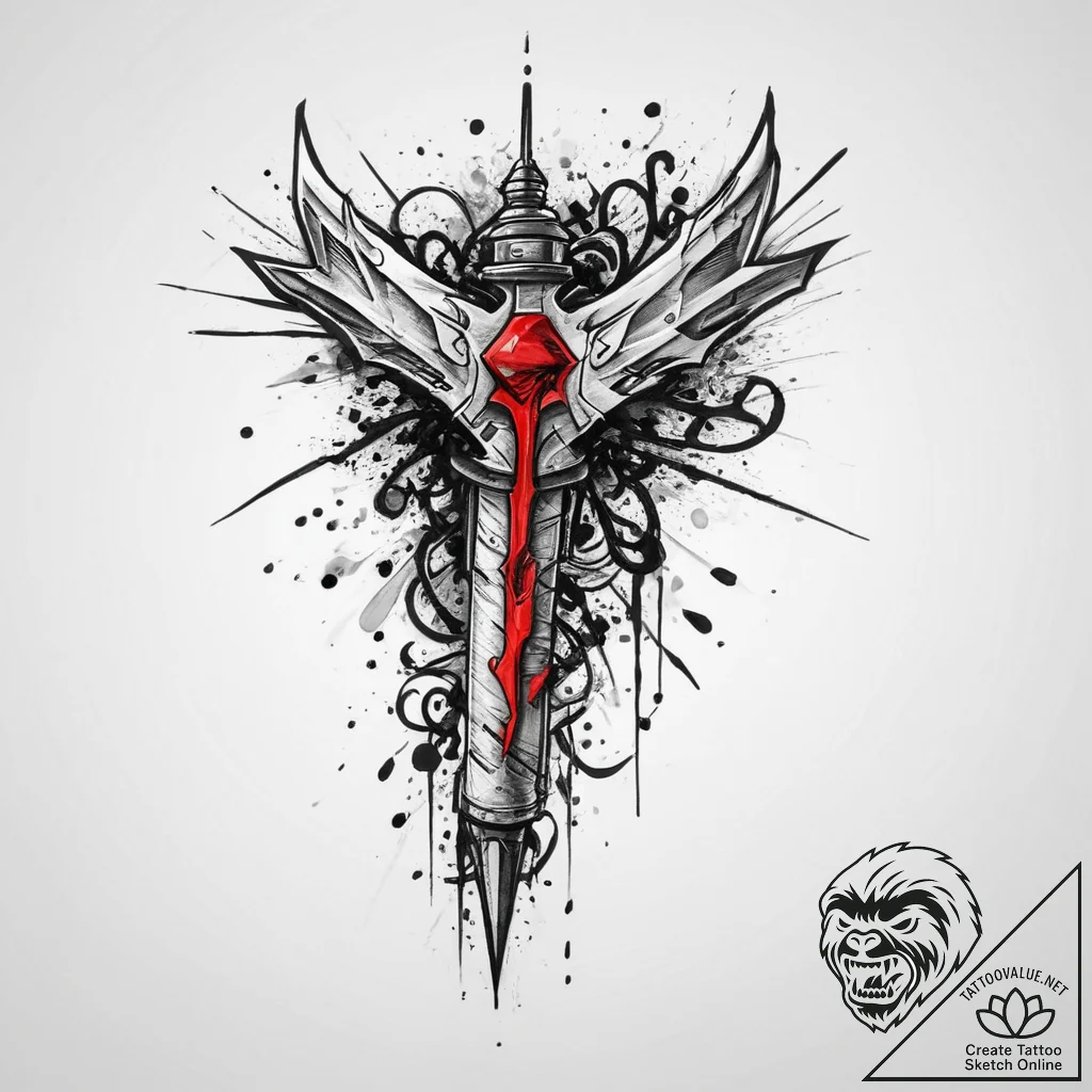 Tattoo sketch weapon, ink illustration for ta... - tattoo sketch (№1757002716_0, 04.09.2025 16:18) — tattoovalue.net