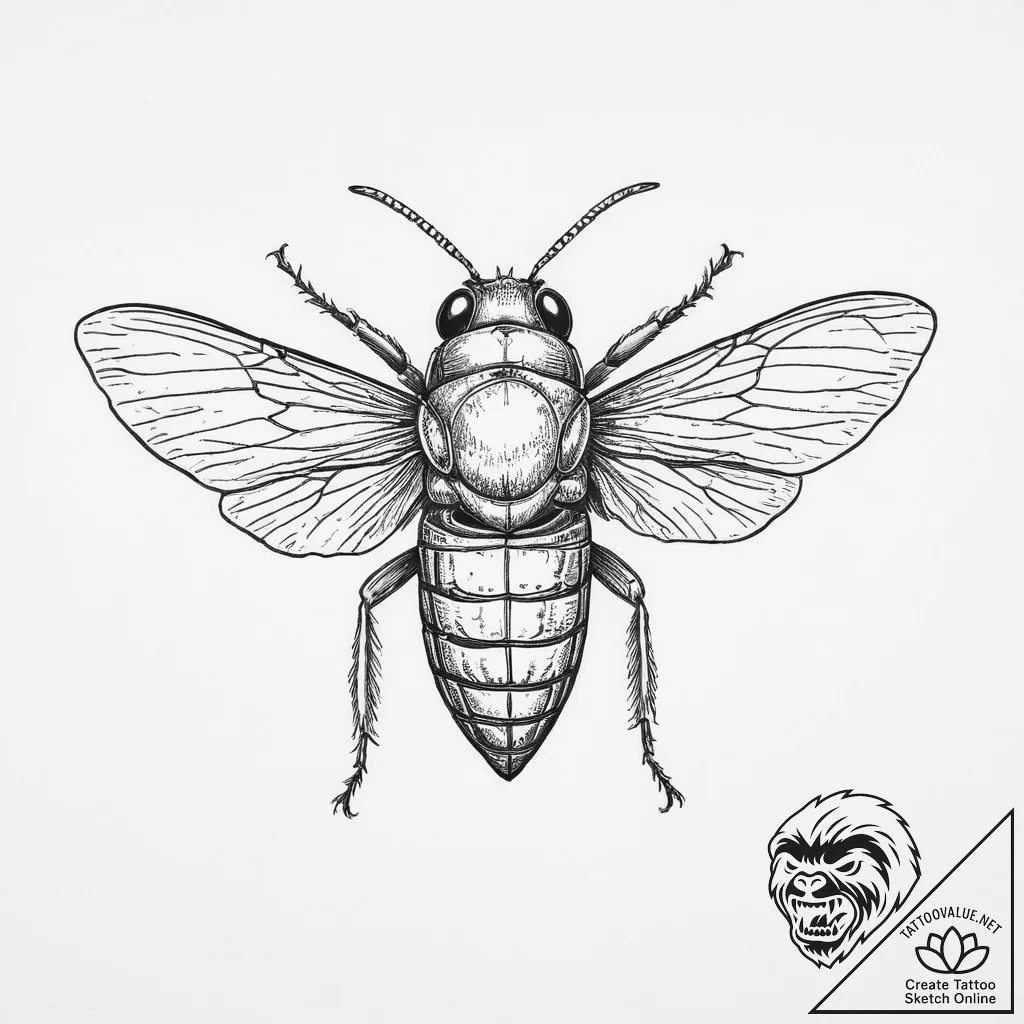 Tattoo sketch cicada, ink illustration for ta... - tattoo sketch (№1757004091_0, 04.09.2025 16:41) — tattoovalue.net
