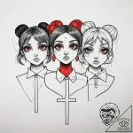 Tattoo sketch the powerpuff girls trio, tatto… – tattoo sketch (№1757004288_0, 04.09.2025 16:44) — tattoovalue.net