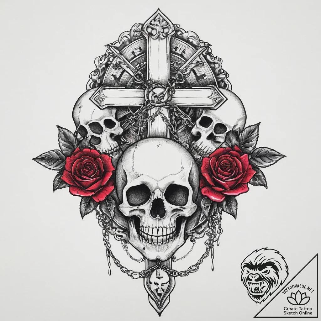 Tattoo sketch hands with a chain, concept art... - tattoo sketch (№1757004487_0, 04.09.2025 16:48) — tattoovalue.net