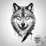 Tattoo sketch wolf with a knife, tattoo sketc… – tattoo sketch (№1757004885_0, 04.09.2025 16:54) — tattoovalue.net