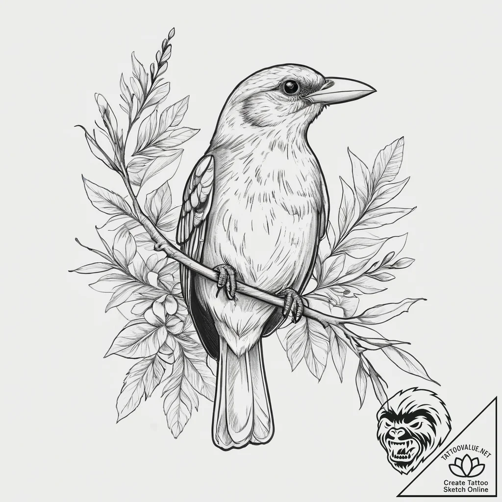 Tattoo sketch summer tanager, tattoo sketch d... - tattoo sketch (№1757005091_0, 04.09.2025 16:58) — tattoovalue.net