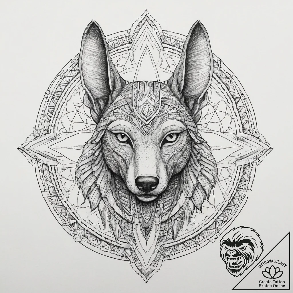 Tattoo sketch anubis with scales, artistic ta... - tattoo sketch (№1757005686_0, 04.09.2025 17:08) — tattoovalue.net