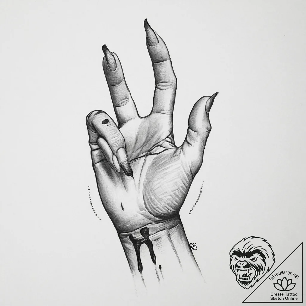 Tattoo sketch hands with a brush, tattoo flas... - tattoo sketch (№1757006079_0, 04.09.2025 17:14) — tattoovalue.net