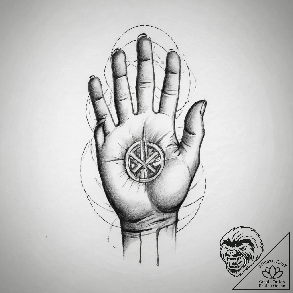 Tattoo sketch hands with a symbol, tattoo lin... - tattoo sketch (№1757006881_0, 04.09.2025 17:28) — tattoovalue.net