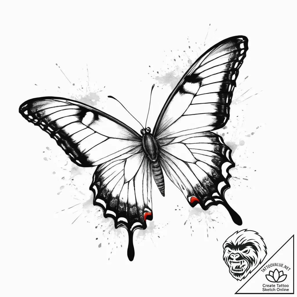 Tattoo sketch swallowtail butterfly, artistic... - tattoo sketch (№1757009293_0, 04.09.2025 18:08) — tattoovalue.net