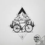 Tattoo sketch cycling with mountains, tattoo… – tattoo sketch (№1757009492_0, 04.09.2025 18:11) — tattoovalue.net