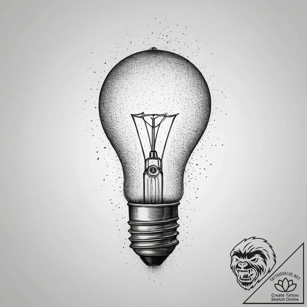 Tattoo sketch lamp with a glowing lightbulb,... - tattoo sketch (№1757011259_0, 04.09.2025 18:40) — tattoovalue.net