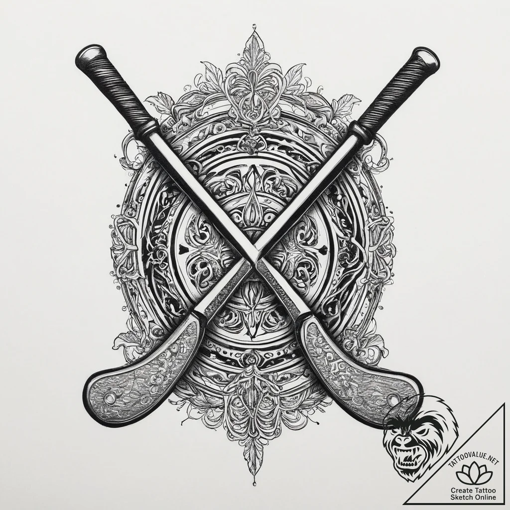 Tattoo sketch hockey stick and puck, ink illu... - tattoo sketch (№1757011458_0, 04.09.2025 18:44) — tattoovalue.net