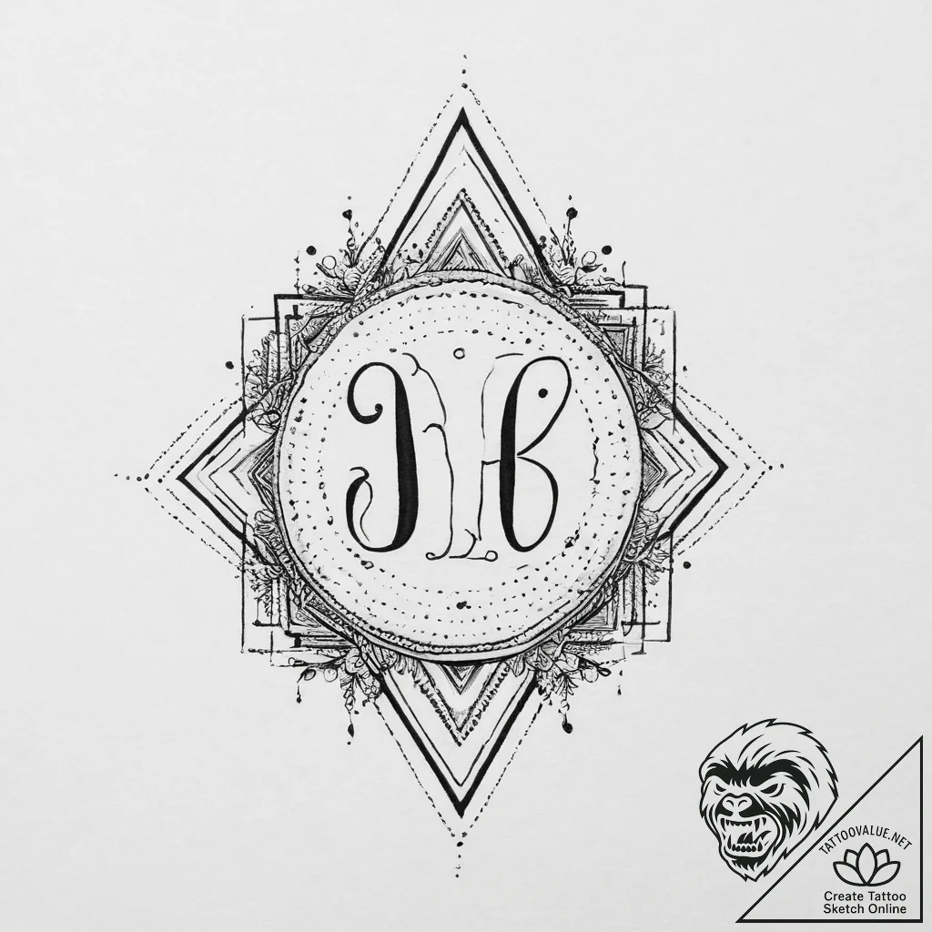 Tattoo sketch монограмма из линий, tattoo lin... - tattoo sketch (№1757012856_0, 04.09.2025 19:07) — tattoovalue.net