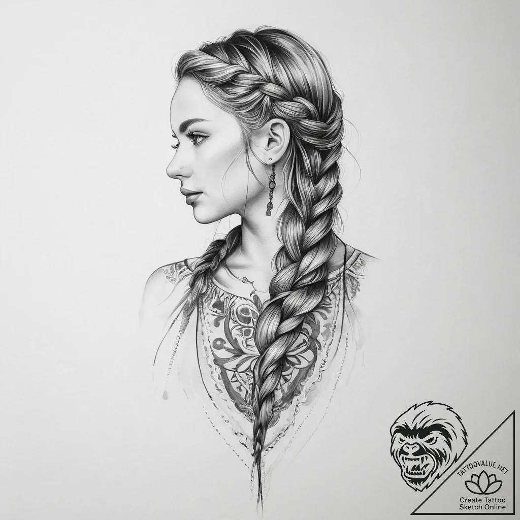 Tattoo sketch braid - tattoo sketch (№1757016833_0, 04.09.2025 20:13) — tattoovalue.net
