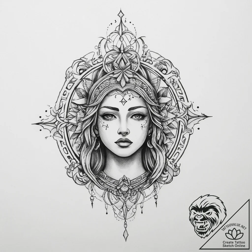 Tattoo sketch sacred story - tattoo sketch (№1757017444_0, 04.09.2025 20:24) — tattoovalue.net