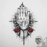 Tattoo sketch praying hands and rosary, ink i… – tattoo sketch (№1757018235_0, 04.09.2025 20:37) — tattoovalue.net