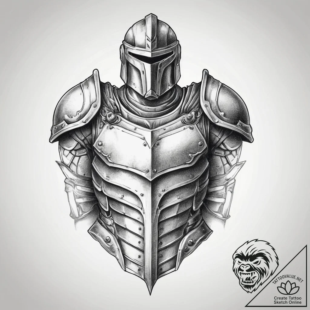 Tattoo sketch armor, ink illustration for tat... - tattoo sketch (№1757020019_0, 04.09.2025 21:06) — tattoovalue.net