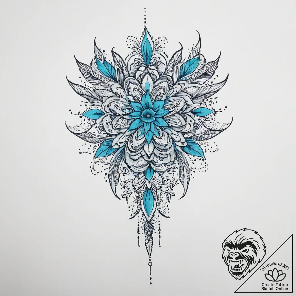 Tattoo sketch turquoise - tattoo sketch (№1757020215_0, 04.09.2025 21:10) — tattoovalue.net