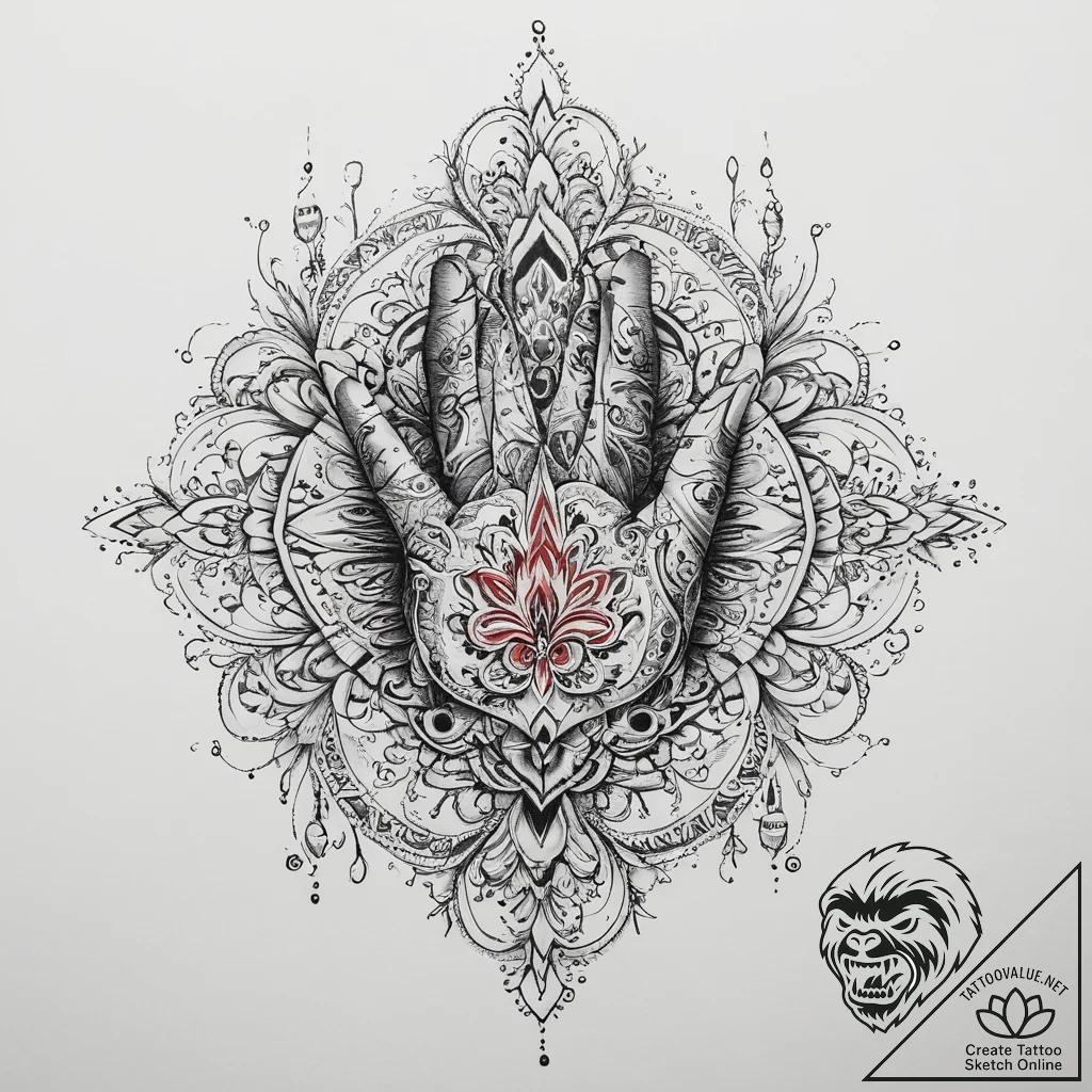 Tattoo sketch hands with a brush, concept art... - tattoo sketch (№1757020625_0, 04.09.2025 21:17) — tattoovalue.net
