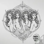 Tattoo sketch triple goddess and maiden – tattoo sketch (№1757022442_0, 04.09.2025 21:47) — tattoovalue.net