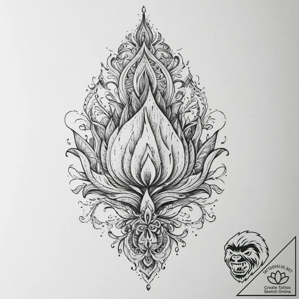 Tattoo sketch flame, tattoo line art, rough s... - tattoo sketch (№1757023447_0, 04.09.2025 22:04) — tattoovalue.net